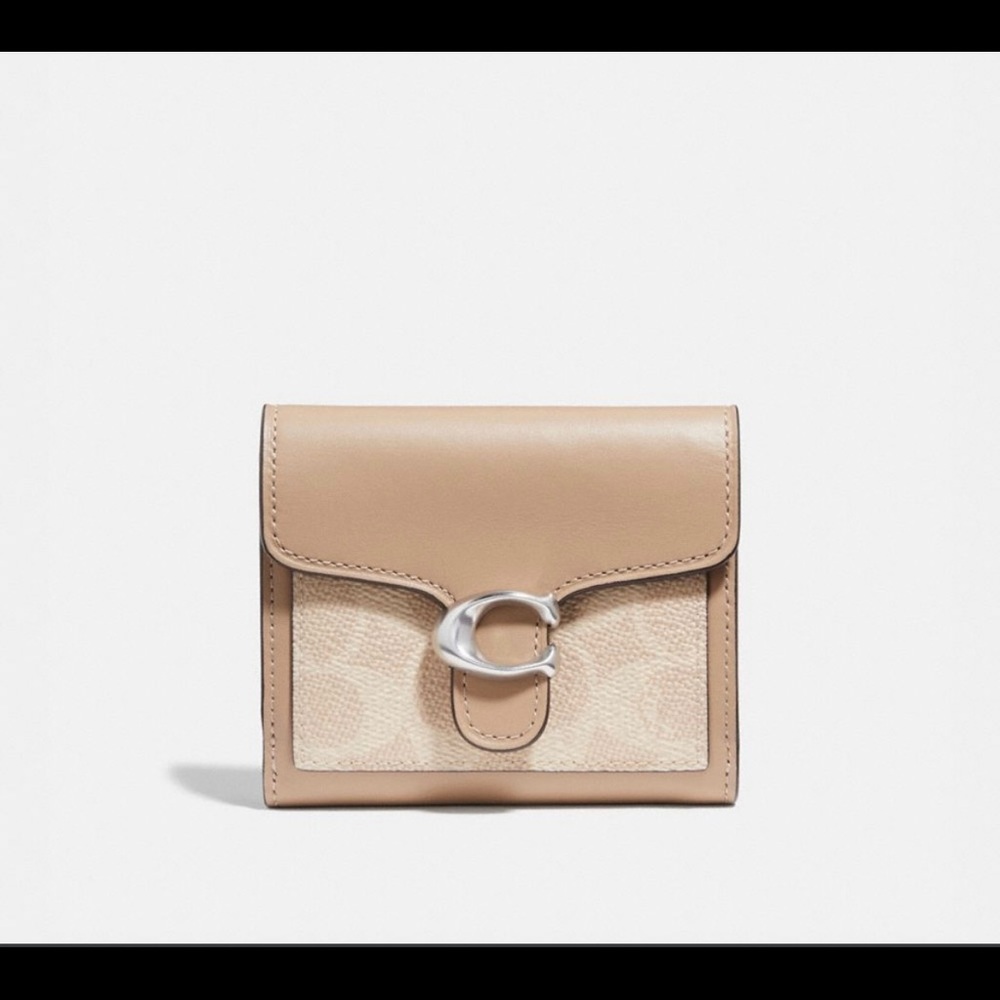 ISO Small Coach Tabby wallet in beige with the monogram